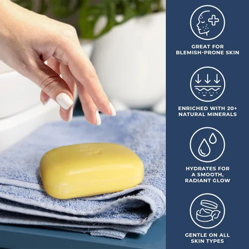 Vista 3 de Natural Elephant Barra de jabón de azufre del Mar Muerto Jabón aclarante facial y corporal con sal del mar muerto y aloe vera 4.4 oz (125 g)