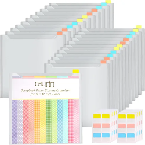 Vista 8 de Caydo 12 piezas de almacenamiento de papel para álbumes de recortes con pestañas adhesivas de índice para sostener álbumes de recortes de 12 x 12
