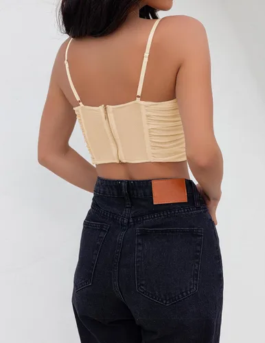 Vista 4 de ZESICA Corsé sexy para mujer, con tirantes delgados, espalda descubierta, Y2K, club, fiesta, corsé