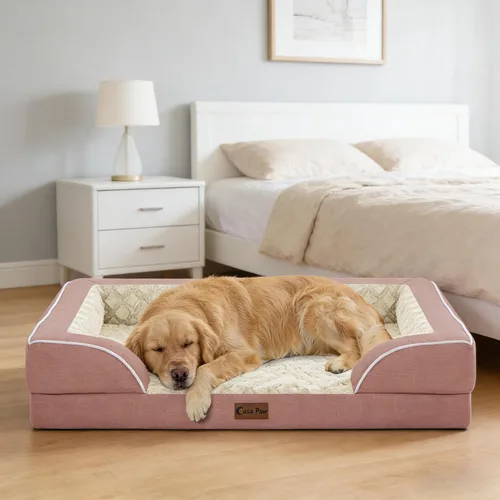 Vista 30 de Camas ortopédicas para perros grandes, cama de espuma viscoelástica impermeable para mascotas grandes con lados 89x56 cm, sofá para perros grandes