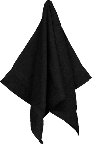 Vista 3 de Toalla de mano con monograma, regalo personalizado, 16 x 30 pulgadas, letra blanca bordada con diseño de corona en toalla negra, extra absorbente