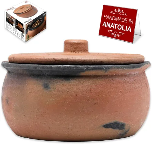 Vista 11 de Hakan Efes - Ollas de cocina de arcilla con tapas, pequeñas ollas de arcilla de 1.9 cuartos de galón para cocinar, ollas de arroz tradicionales sin