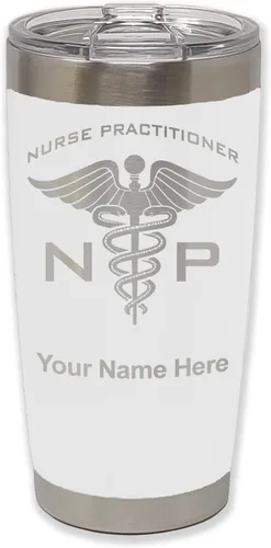 Vista 35 de LaserGram NP Nurse Practioner - Vaso aislado al vacío de 20 onzas, grabado personalizado incluido (negro)