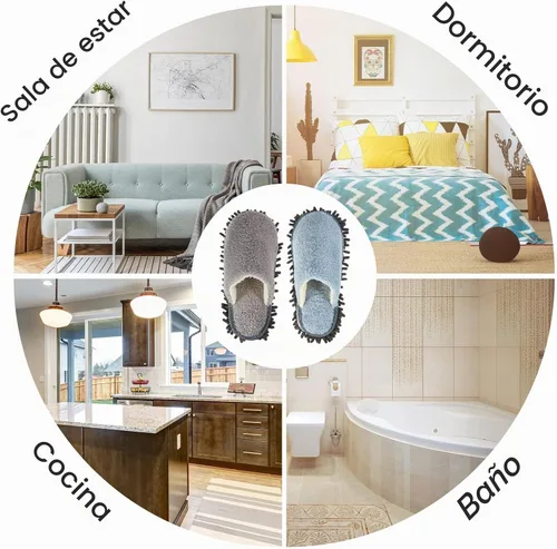Vista 6 de Jecery 2 pares de pantuflas de microfibra para limpieza de suelos de chenilla, limpiadores de tabla base, herramientas de limpieza para el hogar