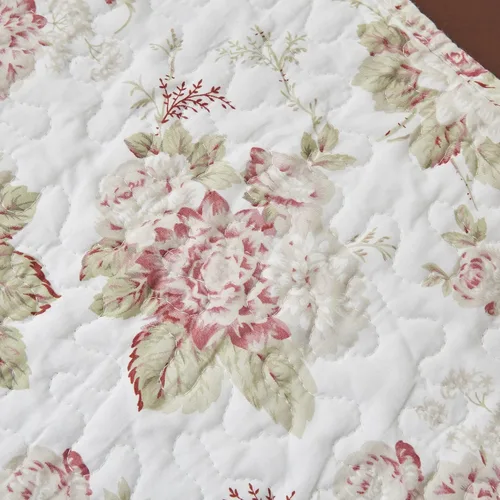 Vista 3 de DaDalogy Bedding - Camino de mesa de comedor acolchado floral con rosas de algodón – Bonito tapete decorativo de algodón para el jardín, bar