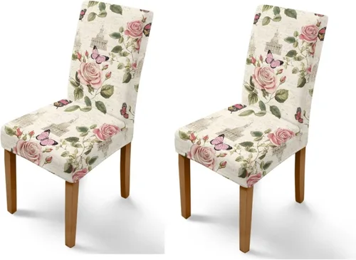Vista 11 de HUGS IDEA Butterfly Dining Room Chair Covers Set of 2 Blue Marble Stretch Parsons Chair Slipcovers Washable Kitchen Chairs Protector Covers for