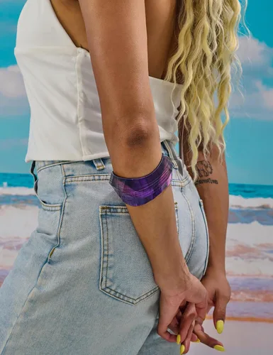 Vista 7 de Pulsera de resina acrílica de moda para mujer, gruesa y transparente, con placa moteada de acetato