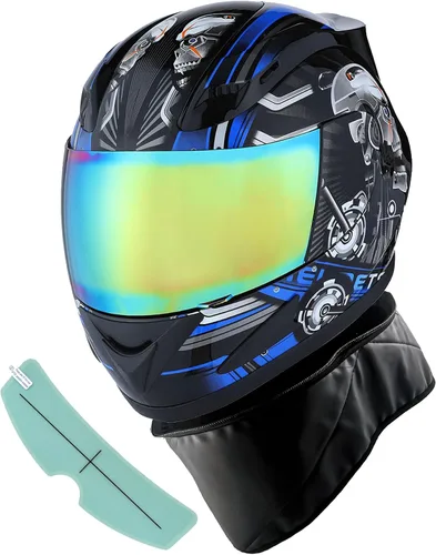 Vista 25 de 1Storm - Casco de cabeza completa para motocicleta, diseño de calavera mecánica HJDJ11