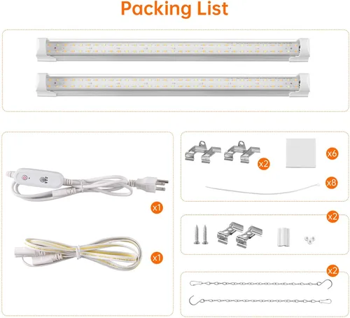 Vista 9 de Bstrip T8 - Luz de cultivo de 1.4 pies, 36 W (2 x 18 W), luces para plantas de cultivo en interiores con temporizador, espectro completo con LED