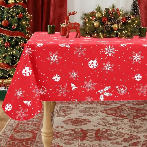 Vista 20 de misaya Mantel rectangular de vinilo impermeable, mantel lavable con reverso de franela, mantel de plástico para cena, picnic, interior y exterior