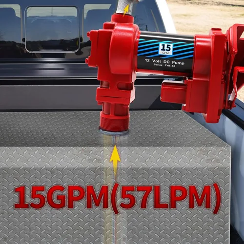 Vista 3 de Bomba de transferencia de combustible a prueba de explosiones de 12 voltios y 15 GPM (paquete A) Fuel Transfer Pump Compatible with Gasoline