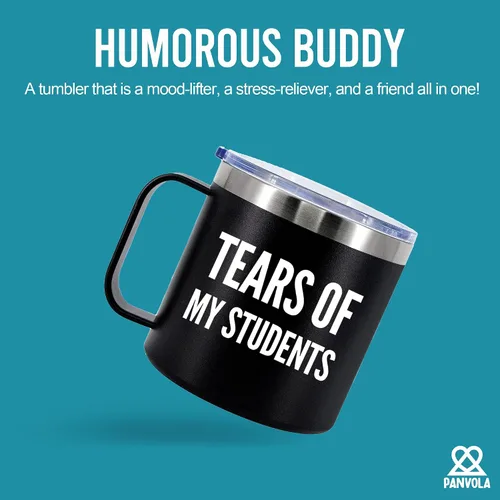 Vista 2 de Tears Of My Students - Taza térmica de 14 onzas con tapa de asa para profesores, regalos para profesores de estudiantes, para graduación, día