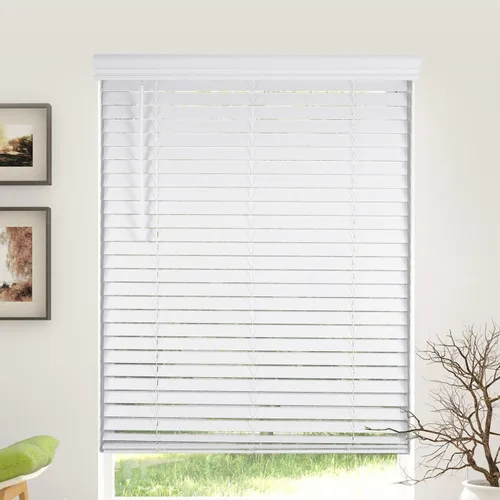 Vista 7 de Calyx Interiors Snow White - Estor de madera sintética de 2 pulgadas con cenefa real