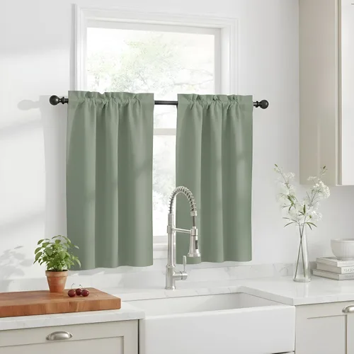 Vista 52 de NICETOWN Cortinas Opacas Cortas - Tratamiento de Ventana con Aislamiento Térmico, Niveles de Cortina Pequeños para Sala de Estar/Cocina, 2 Paneles