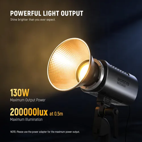 Vista 2 de NEEWER MS150B 130W Luz de vídeo LED bicolor, iluminación de fotografía portátil mini COB con control de aplicación, modo 2.4G, montaje Bowens
