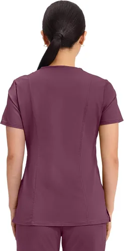 Vista 4 de Cherokee WW Revolution - Camisa de enfermería con 2 bolsillos para mujer Vino