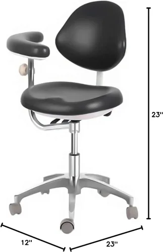 Vista 2 de Silla Asistente Ajustable Del Taburete Del Doctor+360 Grados Rotación Apoyabrazos PU Negro QY600