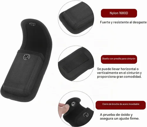 Vista 4 de HARFINGTON Funda de nailon para cuchillos de bolsillo de 5.1" x 2.9", horizontal y vertical, con presilla para cinturón, bolsa multiherramienta
