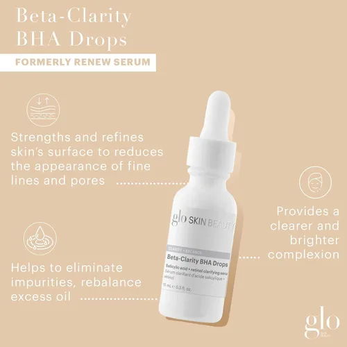 Vista 4 de Glo Skin Beauty Gotas de BHA de Beta-Clarity, tamaño de viaje, ácido salicílico + suero clarificante de retinol, ayuda a refinar y reequilibrar