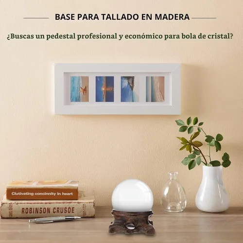 Vista 6 de DOITOOL Soporte de madera para esfera de cristal Soporte de bola de cuarzo Soporte de exhibición de madera Base decorativa Orbe Base de huevo