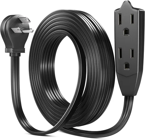 Vista 15 de Maximm Cable de extensión de enchufe plano de 1 pie / cable, salida múltiple - Cable de extensión de enchufe en ángulo de 3 clavijas - Negro