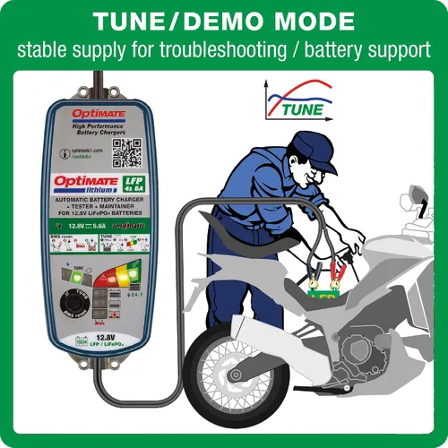 Vista 5 de Tecmate OptiMate Lithium 4s 6A, TM391, 10 pasos 12.8V 6A Lithium Expert cargador y mantenedor de ahorro de batería, azul/verde