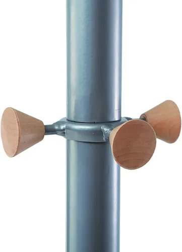 Vista 3 de Alba PMWAVE - Árbol de abrigo ondulado, seis perchas/dos perillas/cuatro ganchos, acero plateado / madera