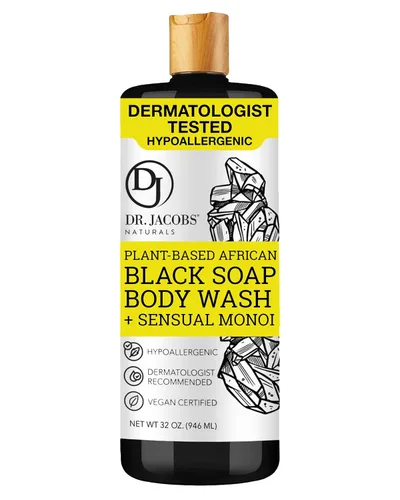 Vista 10 de Dr Jacobs Naturals Auténtico jabón líquido negro africano con aroma a lavanda y salvia, lavado facial todo en uno, lavado corporal para piel