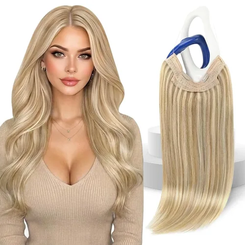 Vista 22 de Sunny - Extensiones de cabello humano real, con cable/hilo y clips ajustables, aplicación invisible, 2.82 onzas, 12 pulgadas, color rubio cenizo
