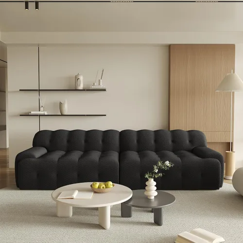 Vista 10 de Sofá modular modular de 86.6 pulgadas, sofá biplaza de gran tamaño, tela de malla 3D, cómodo sofá de nube, sofá curvado para sala de estar, oficina