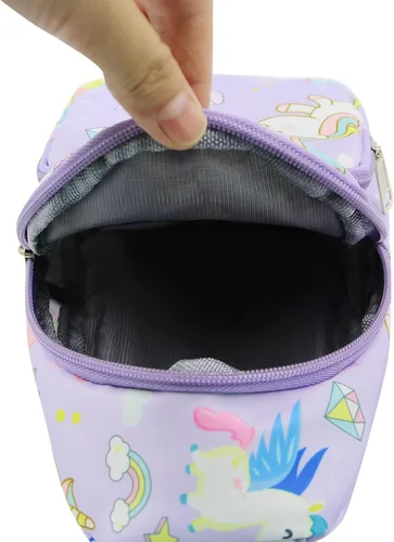 Vista 5 de ANKOMINA Bolso bandolera pequeño para niños, lindo bolso cruzado de dibujos animados, bolsa de hombro de unicornio dinosaurio para exteriores