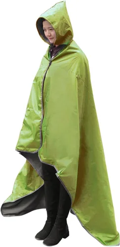 Vista 16 de DUKUSEEK Manta con capucha para exteriores, manta de camping impermeable, acolchada, forro polar grueso, cálida, resistente al viento, a prueba