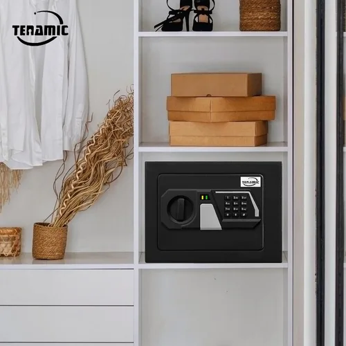 Vista 7 de Tenamic Caja de seguridad digital electrónica de 0.23 pies cúbicos, caja de seguridad digital con teclado, caja fuerte para gabinete, acero