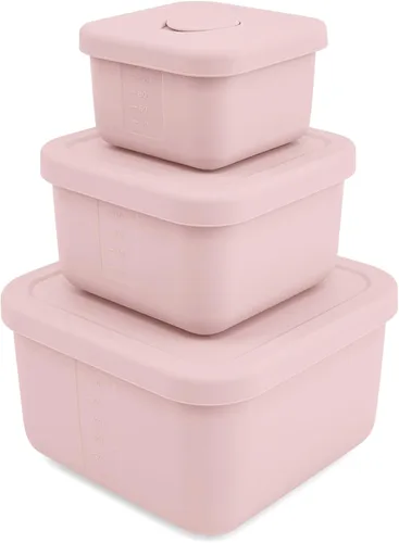 Vista 7 de 3 recipientes de silicona para almacenamiento de alimentos con tapas, sin BPA, reutilizables, de silicona, para congelador, congelador, lavavajillas
