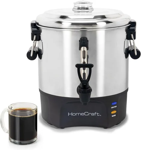 Vista 8 de Urna de café de 30 tazas – Grifo doble de acero inoxidable de preparación rápida – perfecta para expreso, agua caliente, té, chocolate caliente