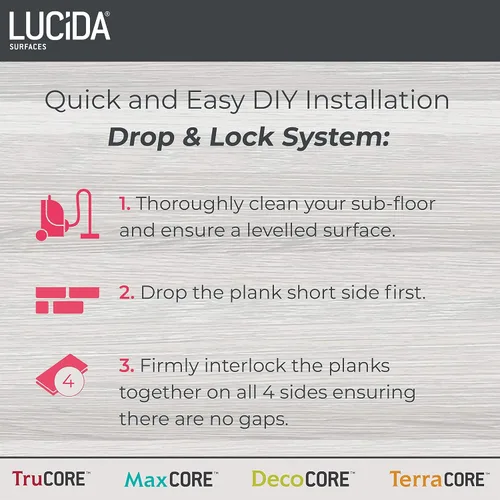 Vista 7 de MaxCore Pro Lucida Surfaces Tablón de muestra Tablones de vinilo de lujo impermeables con bloqueo de clic entrelazado