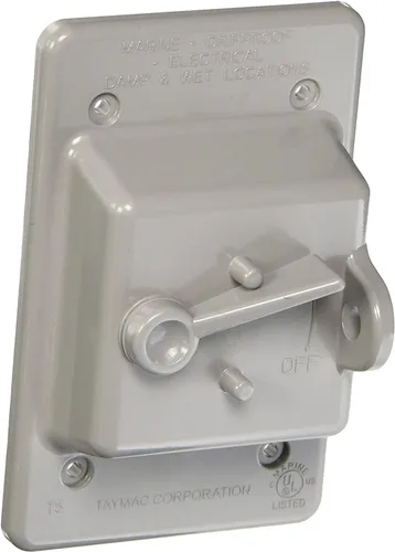 Vista 3 de Hubbell-Bell PTC100GY Caja de montaje en pared vertical impermeable, cubierta de interruptor no metálica, 1 vía, gris High-Impact Polycarbonate
