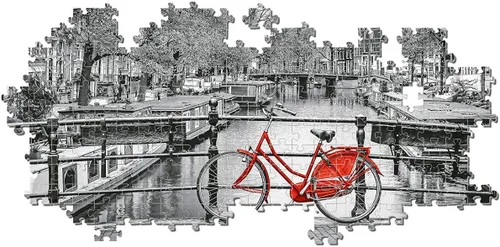 Vista 4 de Clementoni 39440 Panorama-Amsterdam Bicicleta-1000 Piezas, Multicolor