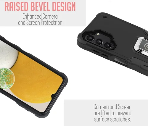 Vista 5 de Compatible con Alcatel TCL 20 XE con protector de pantalla [soporte magnético para anillo de soporte de coche] Funda protectora de cuerpo completo