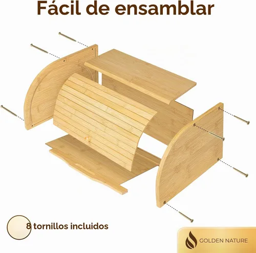 Vista 5 de Caja de pan de bambú para encimera de cocina, gran contenedor de alimentos de madera con tapa enrollable, vintage, para guardar bagels, muffins