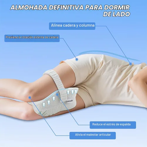 Vista 2 de Almohada de rodilla para personas que duermen de lado y alivio de la ciática, dos fundas lavables a máquina y forro interior protector, almohada