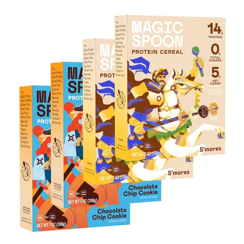 Vista 14 de Cereal Magic Spoon - Cereales Altos en Proteínas - Snacks Sin Azúcar y Comida para el Desayuno - Cereal Sin Granos y Sin Gluten - Snacks Saludables