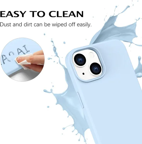 Vista 4 de Telaso Funda compatible con iPhone 14, silicona líquida de goma de gel suave para iPhone 14, funda delgada para teléfono con forro de microfibra