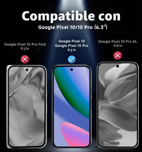 Vista 2 de MAGIC JOHN Paquete de 2 protectores de pantalla de vidrio templado para Google Pixel Google Pixel 10/10 Pro, eliminación automática de polvo, sin