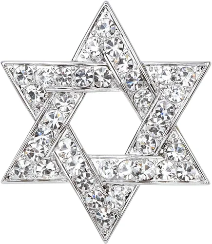 Vista 11 de Broche de estrella de David con cristales brillantes, broche de estrella de diamantes de imitación, broche de solapa, broche espiritual Oro