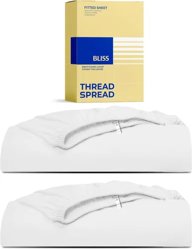 Vista 13 de THREAD SPREAD Sábana bajera ajustable 100% algodón egipcio tamaño individual - 600 hilos de densidad bolsillo profundo de 16 pulgadas, sábana bajera