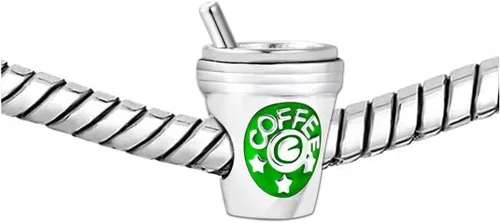 Vista 2 de KunBead Abalorios de taza de café para mujeres y niñas compatibles con pulseras Pandora, Cobre, vidrio