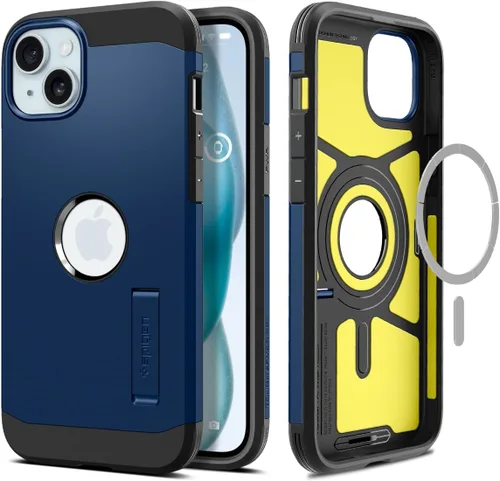 Vista 10 de Spigen Tough Armor MagFit Funda Diseñada para iPhone 15 (2023) [Soporte] [Protección de Grado Militar] Compatible con MagSafe - Negro