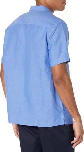 Vista 2 de Cubavera Camisa abotonada de manga corta de hilo de mezcla de lino para hombre