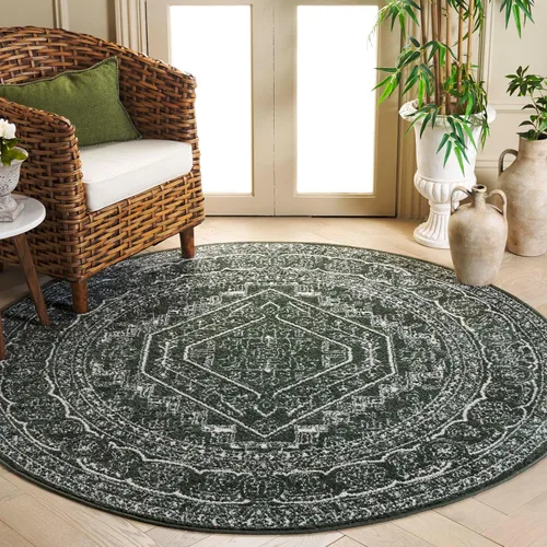 Vista 135 de SAFAVIEH ADR108B - Tapete de la colección Adirondack, 2 pies 1 pulgada x 6 pies, marfil y plateado, diseño de medallón oriental, no desprende